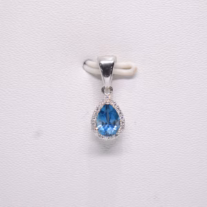 Silver Pendant Blue Topaz With Zirconia Z Pl 57