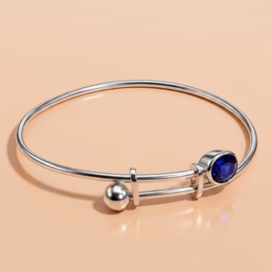 Sterling Silver Bangle with Amethyst (BF 37)