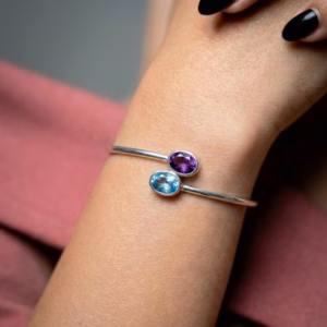 Sterling Silver Bangle With Amethyst Blue Topaz P Bl 57 1