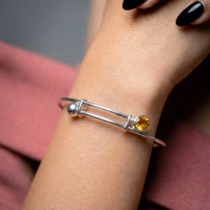 Sterling Silver Bangle With Citrine Bf 37 1