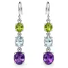 Multi Gemstone Dangle Earrings TJ-EP-0046 - 925 Sterling Silver - Ridhi Studio