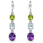 Multi Gemstone Dangle Earrings TJ-EP-0046 - 925 Sterling Silver - Ridhi Studio