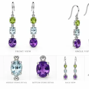 Colorful Gemstone Dangle Earrings TJ-EP-0046 - Silver Jewelry Sri Lanka
