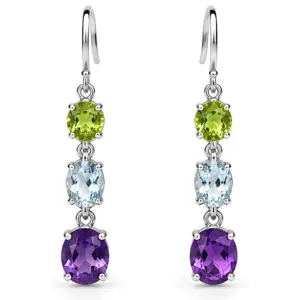 Multi Gemstone Dangle Earrings TJ-EP-0046 - 925 Sterling Silver - Ridhi Studio