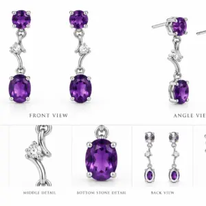 Amethyst Drop Earrings TJ-EP-0006 Handcrafted Silver Jewelry Sri Lanka