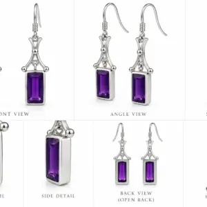 Amethyst Square Drop Earrings TJ-EP-0021 Handcrafted Silver Jewelry Sri Lanka