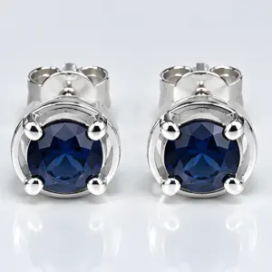 Silver Blue Stone Stud Earrings TJ-EP-0044 - 925 Sterling Silver - Ridhi Studio
