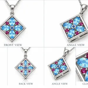 Two Stone Blue Topaz Amethyst Pendant TJ-PP-0006 - Silver Jewelry Sri Lanka