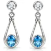 Silver Blue Topaz & CZ Drop Earrings TJ-EP-0026 - 925 Sterling Silver - Ridhi Studio