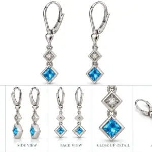Handcrafted Topaz Hook Drop Earrings TJ-EP-0028 - Silver Jewelry Sri Lanka