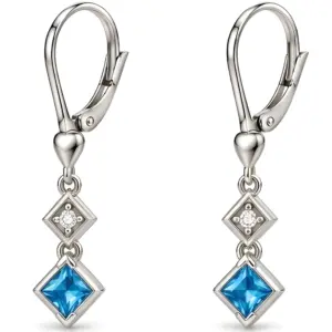 Silver Blue Topaz & CZ Hanging Earrings TJ-EP-0028 - 925 Silver - Ridhi Studio