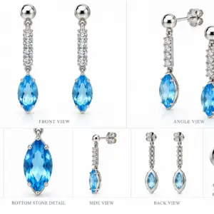 Blue Topaz Drop Earrings TJ-EP-0011 Handcrafted Silver Jewelry Sri Lanka