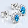 Silver Blue Topaz & CZ Cluster Stud Earrings TJ-EP-0048 - 925 Silver - Ridhi Studio