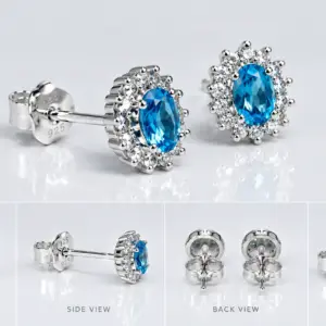 Natural Topaz Shimmer Stud Earrings TJ-EP-0048 - Silver Jewelry Sri Lanka
