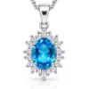 Silver Blue Topaz & CZ Pendant TJ-PP-0002 - 925 Sterling Silver - Ridhi Studio