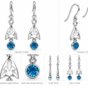 Blue Topaz Dangle Earrings TJ-EP-0010 - Handcrafted Silver Jewelry Sri Lanka