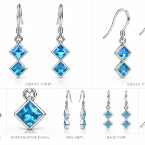 Silver Blue Topaz Earrings TJ-EP-0012 Handcrafted Drops - Silver Jewelry Sri Lanka
