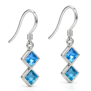 Silver Blue Topaz Drop Earrings TJ-EP-0012 - 925 Sterling Silver - Ridhi Design Studio