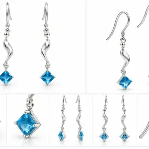 Blue Topaz Drop Earrings TJ-EP-0014 Handcrafted Silver Jewelry Sri Lanka