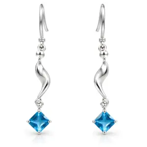 Silver Blue Topaz Dangle Earrings TJ-EP-0014 - 925 Silver - Ridhi Design Studio