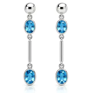 Silver Blue Topaz Hanging Earrings TJ-EP-0023 - 925 Sterling Silver - Ridhi Design Studio
