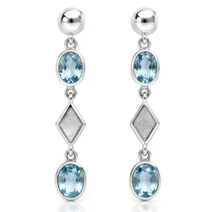 Silver Blue Topaz Dangle Earrings TJ-EP-0052 - 925 Sterling Silver - Ridhi Studio