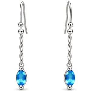 Silver Blue Topaz Hanging Earrings TJ-EP-0017 - 925 Silver - Ridhi Design Studio
