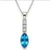 Silver Blue Topaz Linear Drop Pendant TJ-PP-0009 - 925 Silver - Ridhi Studio