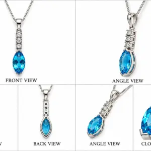 Natural Sky Blue Topaz Drop Pendant TJ-PP-0009 - Silver Jewelry Sri Lanka