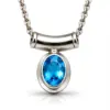 Blue Topaz Solitaire Silver Pendant TJ-PP-0011 - 925 Sterling Silver - Ridhi Studio