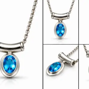 Natural Oval Blue Topaz Pendant TJ-PP-0011 - Silver Jewelry Sri Lanka
