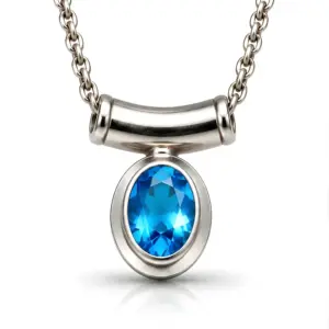 Blue Topaz Solitaire Silver Pendant TJ-PP-0011 - 925 Sterling Silver - Ridhi Studio
