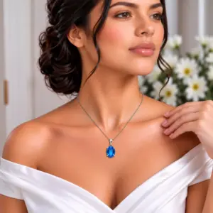 Blue Topaz Artisan Pendant TJ-PP-0015 Detail View - 925 Silver - Ridhi LK