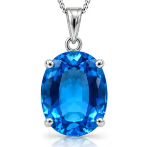 Blue Topaz Artisan Silver Pendant TJ-PP-0015 - 925 Sterling Silver - Ridhi Studio