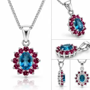 Two Tone Pastel Gemstone Pendant TJ-PP-0022 - Silver Jewelry Sri Lanka