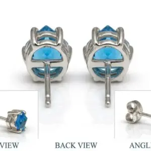 Natural Blue Topaz Studs TJ-EP-0030 - Handcrafted Silver Jewelry Sri Lanka