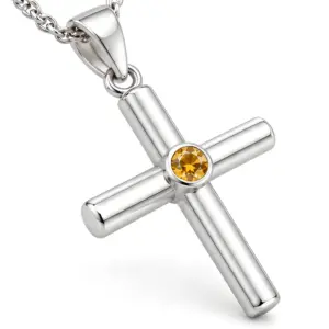 Silver Cross with Cubic Zirconia Pendant TJ-PP-0023 - 925 Silver - Ridhi Studio