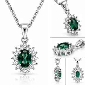 Natural Green Diopside Silver Pendant TJ-PP-0018 - Silver Jewelry Sri Lanka