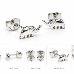 Silver Elephant Motif Studs TJ-EP-0019 - Handcrafted Silver Jewelry Sri Lanka