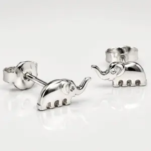 Silver Elephant Stud Earrings TJ-EP-0019 - 925 Sterling Silver - Ridhi Design Studio
