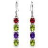 Silver Four Stone Drop Earrings TJ-EP-0039 - 925 Sterling Silver - Ridhi Studio