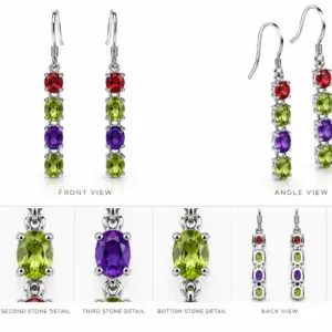 Multi Gemstone Drop Earrings TJ-EP-0039 - Silver Jewelry Sri Lanka