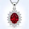 Silver Garnet & CZ Gemstone Pendant TJ-PP-0016 - 925 Silver - Ridhi Studio