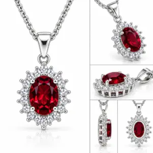 Natural Red Garnet Silver Pendant TJ-PP-0016 - Handcrafted Jewelry Sri Lanka