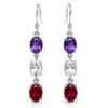 Silver Garnet Amethyst CZ Dangle Earrings TJ-EP-0053 - 925 Silver - Ridhi Studio