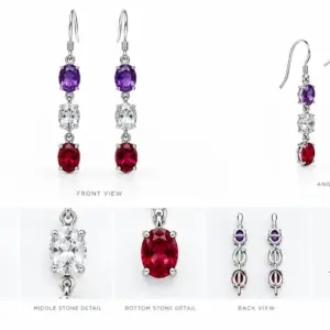 Multi Gemstone Dangle Earrings TJ-EP-0053 - Handcrafted Silver Jewelry Sri Lanka