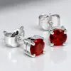 Silver Garnet Stud Earrings TJ-EP-0008 - 925 Sterling Silver - Ridhi Design Studio
