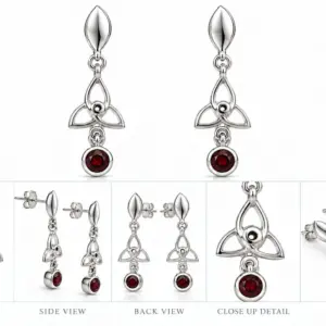 Silver Red Garnet Earrings TJ-EP-0018 Handcrafted Drops - Silver Jewelry Sri Lanka