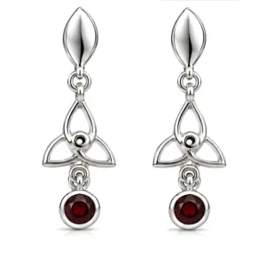 Silver Garnet Drop Earrings TJ-EP-0018 - 925 Sterling Silver - Ridhi Design Studio