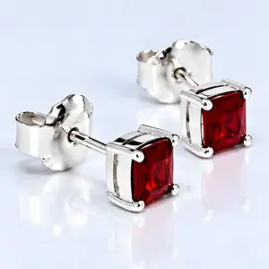 Silver Garnet Stud Earrings TJ-EP-0055 - 925 Sterling Silver - Ridhi Design Studio